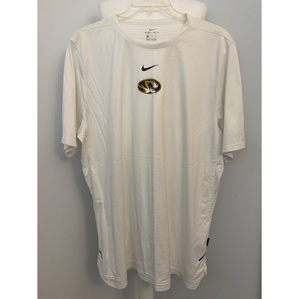 Nike Missouri Tigers Dri-FIT On-Field Shirt Mens XXL White Short Sleeve Mizzou